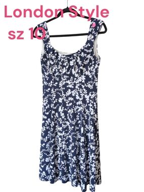 London Style Navy & White Floral Sundress